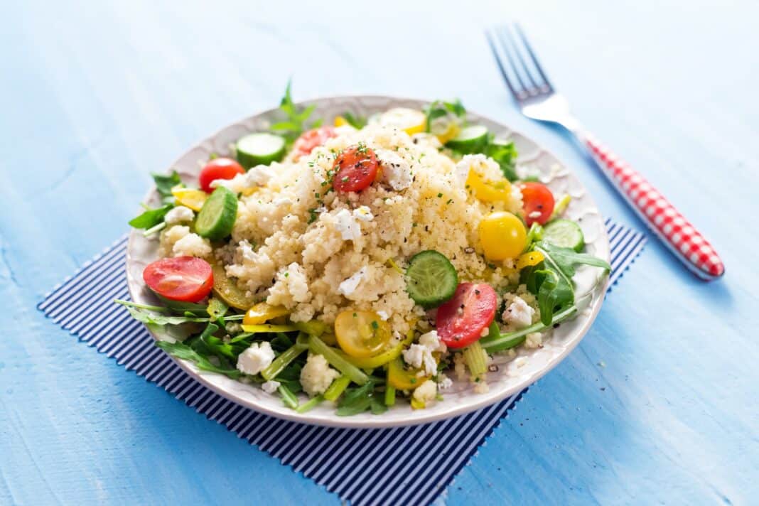Healty salad with couscous and vegetables
