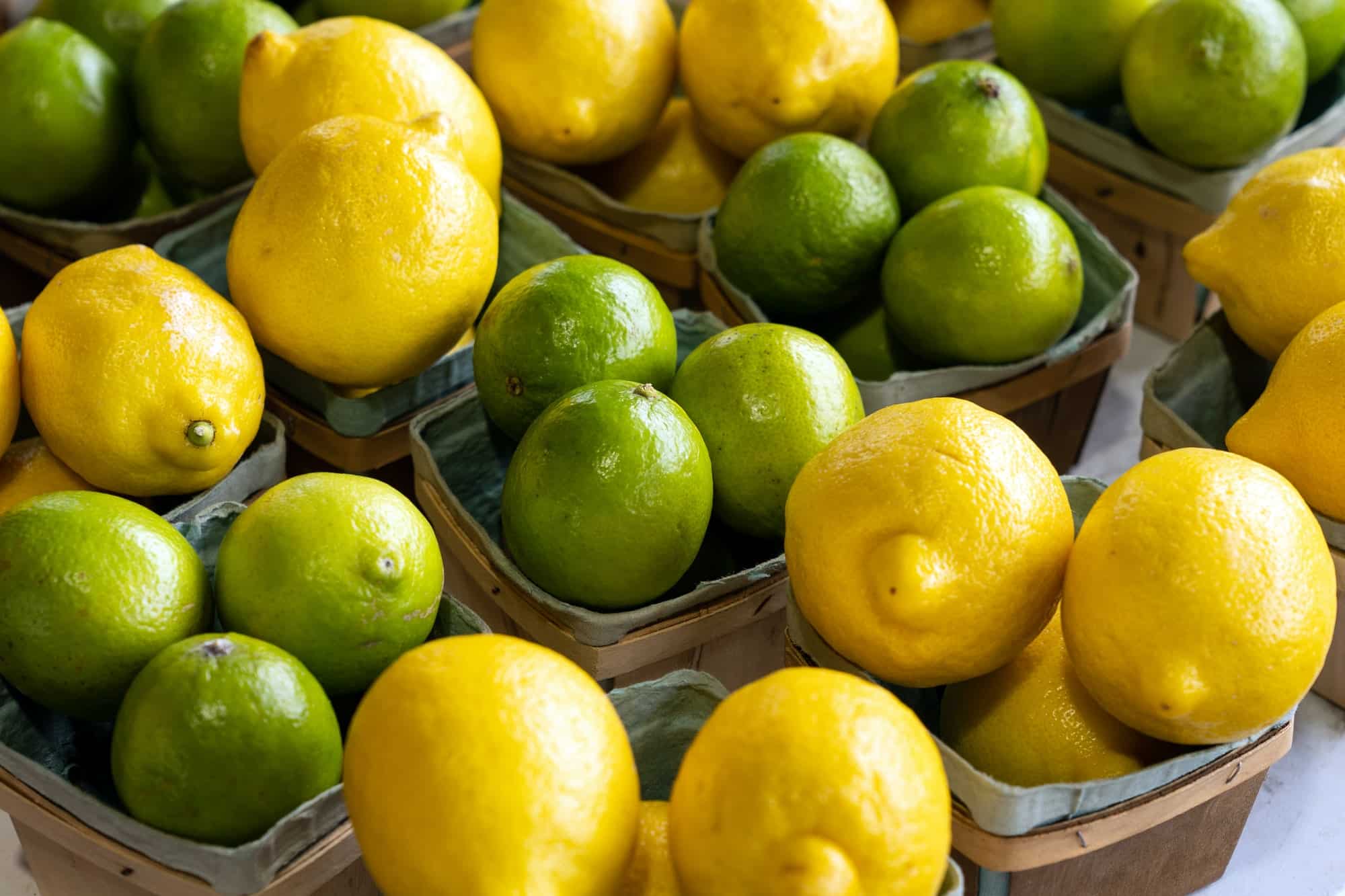 lemons and limes on sales at summer market